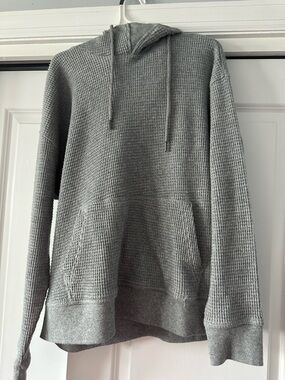 Express Gray Waffle-Knit Pullover Hoodie